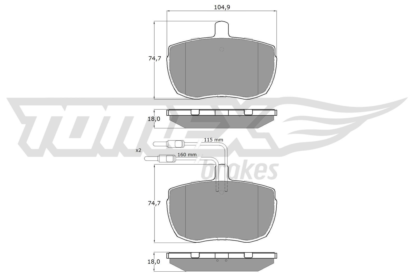 Obrázok Sada brzdových platničiek kotúčovej brzdy TOMEX Brakes  TX1122